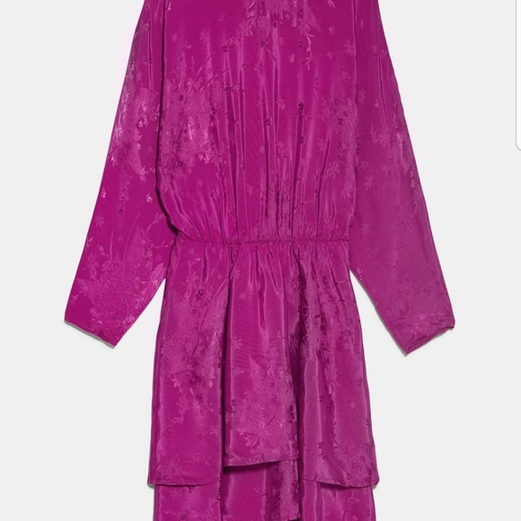 Zara Satin effect Jacquard Dress L - Picture 2 of 11